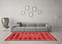 Machine Washable Abstract Red Modern Rug, wshabs5081red