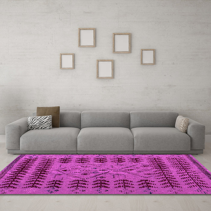 Machine Washable Abstract Pink Modern Rug in a Living Room, wshabs5081pnk