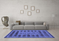 Machine Washable Abstract Blue Modern Rug, wshabs5081blu