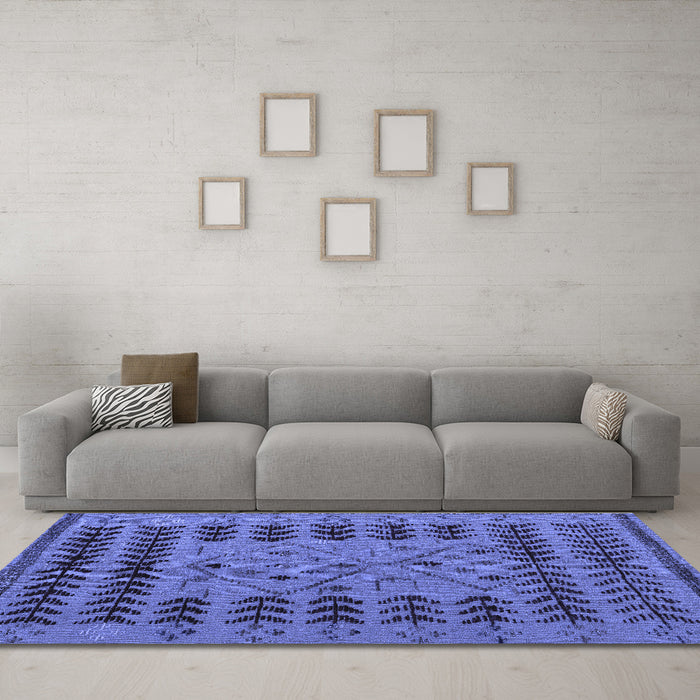 Machine Washable Abstract Blue Modern Rug in a Living Room, wshabs5081blu