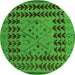 Round Machine Washable Abstract Green Modern Area Rugs, wshabs5081grn