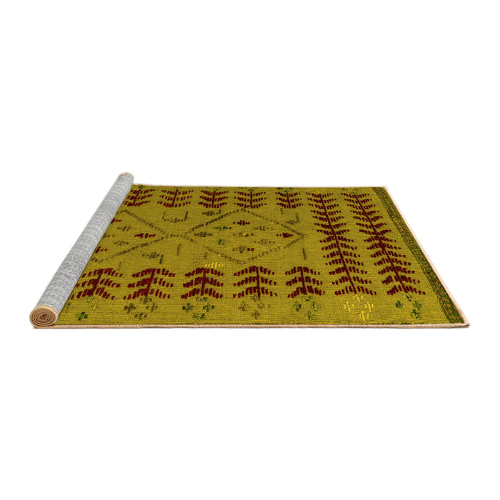 Sideview of Machine Washable Abstract Yellow Modern Rug, wshabs5081yw