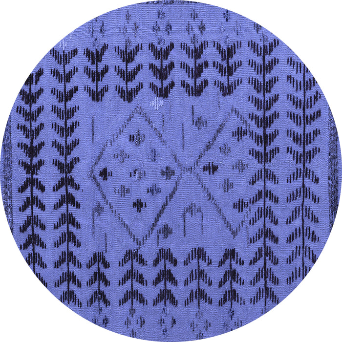 Round Abstract Blue Modern Rug, abs5081blu