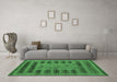 Machine Washable Abstract Emerald Green Modern Area Rugs in a Living Room,, wshabs5081emgrn