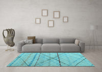 Machine Washable Abstract Light Blue Modern Rug, wshabs5082lblu