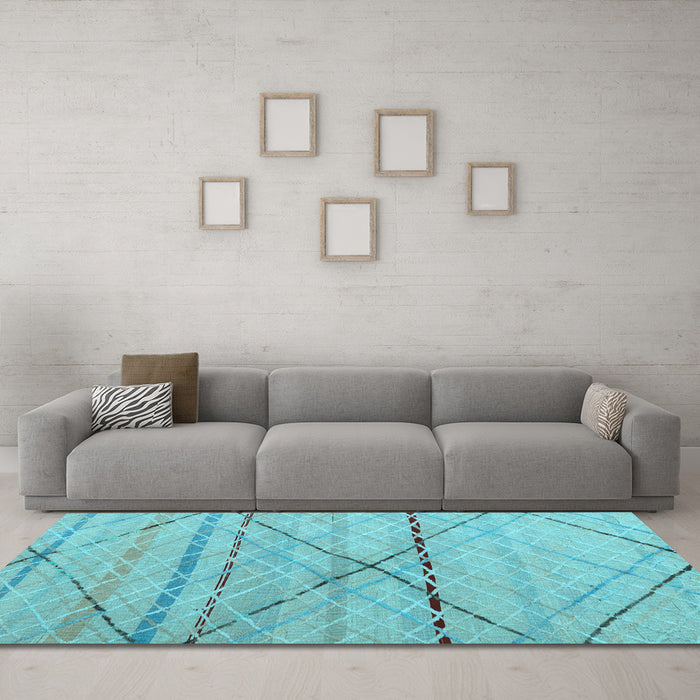 Machine Washable Abstract Light Blue Modern Rug in a Living Room, wshabs5082lblu