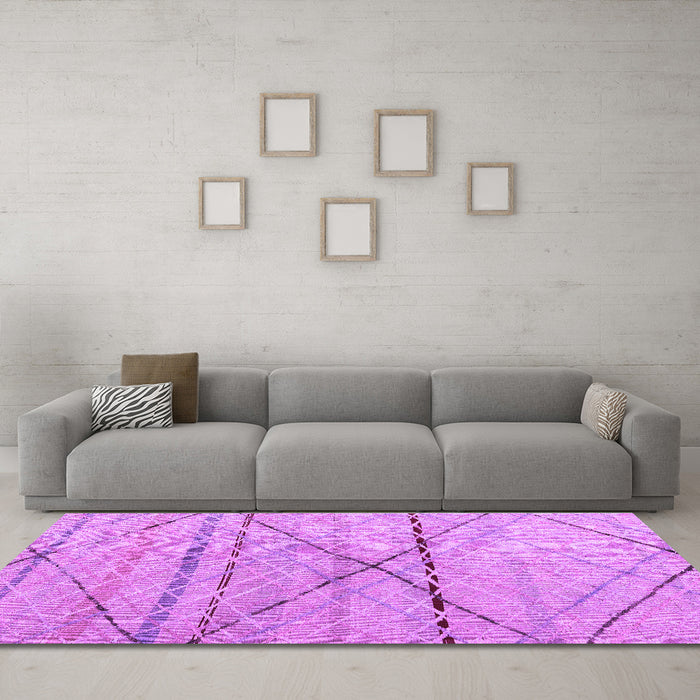 Machine Washable Abstract Purple Modern Area Rugs in a Living Room, wshabs5082pur