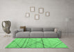 Machine Washable Abstract Emerald Green Modern Area Rugs in a Living Room,, wshabs5082emgrn