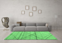 Machine Washable Abstract Emerald Green Modern Rug, wshabs5082emgrn