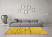 Machine Washable Abstract Yellow Modern Rug in a Living Room, wshabs5082yw