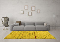 Machine Washable Abstract Yellow Modern Rug, wshabs5082yw