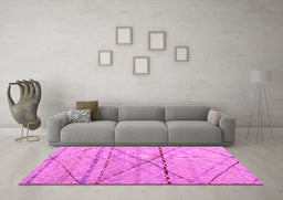 Machine Washable Abstract Pink Modern Rug in a Living Room, wshabs5082pnk