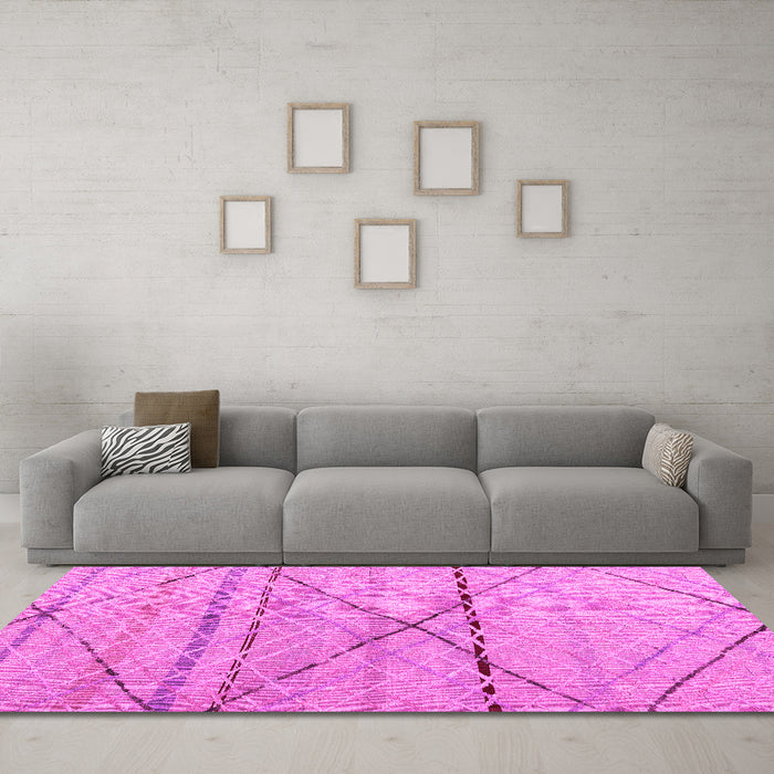 Machine Washable Abstract Pink Modern Rug in a Living Room, wshabs5082pnk