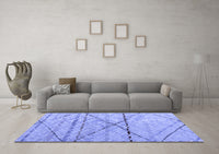 Machine Washable Abstract Blue Modern Rug, wshabs5082blu