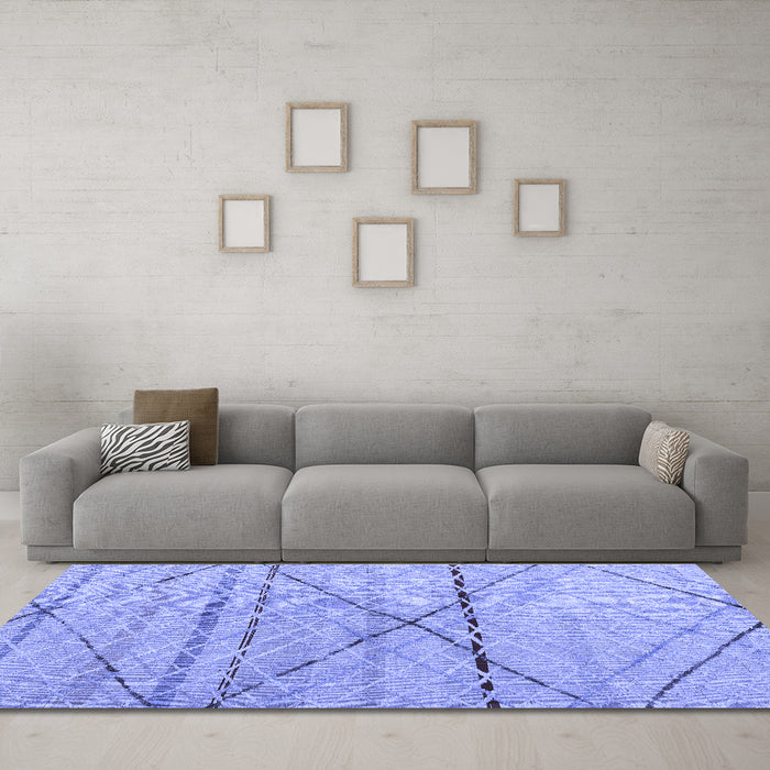 Machine Washable Abstract Blue Modern Rug in a Living Room, wshabs5082blu