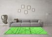 Machine Washable Abstract Green Modern Area Rugs in a Living Room,, wshabs5082grn