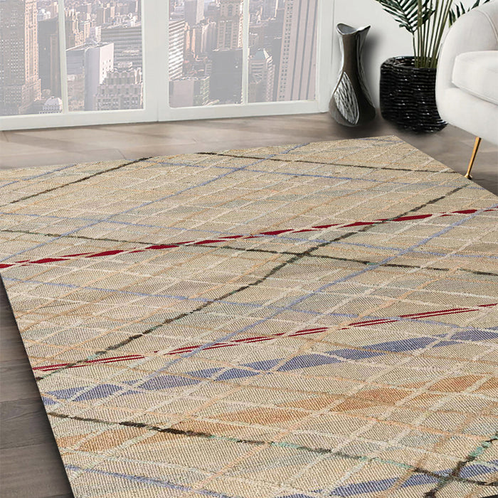 Machine Washable Abstract Dark Almond Brown Rug in a Family Room, wshabs5082