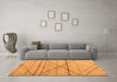 Machine Washable Abstract Orange Modern Area Rugs in a Living Room, wshabs5082org