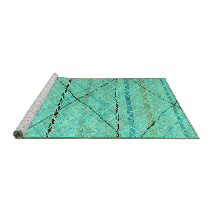 Sideview of Machine Washable Abstract Turquoise Modern Area Rugs, wshabs5082turq