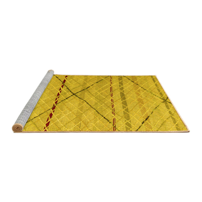 Sideview of Machine Washable Abstract Yellow Modern Rug, wshabs5082yw