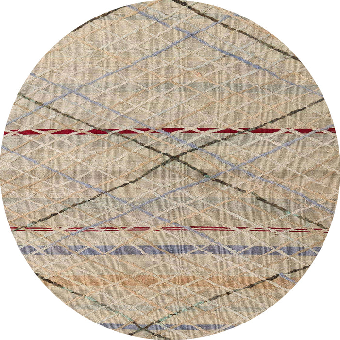 Round Abstract Dark Almond Brown Modern Rug, abs5082