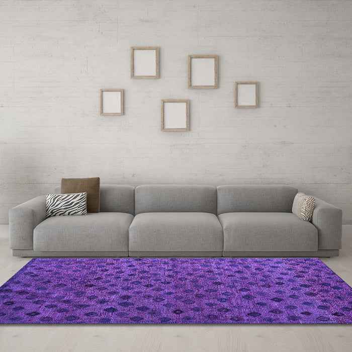 Machine Washable Abstract Purple Modern Area Rugs in a Living Room, wshabs5083pur