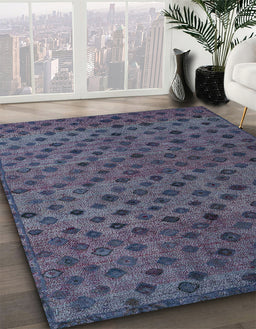 Abstract Slate Blue Grey Modern Rug in Family Room, abs5083