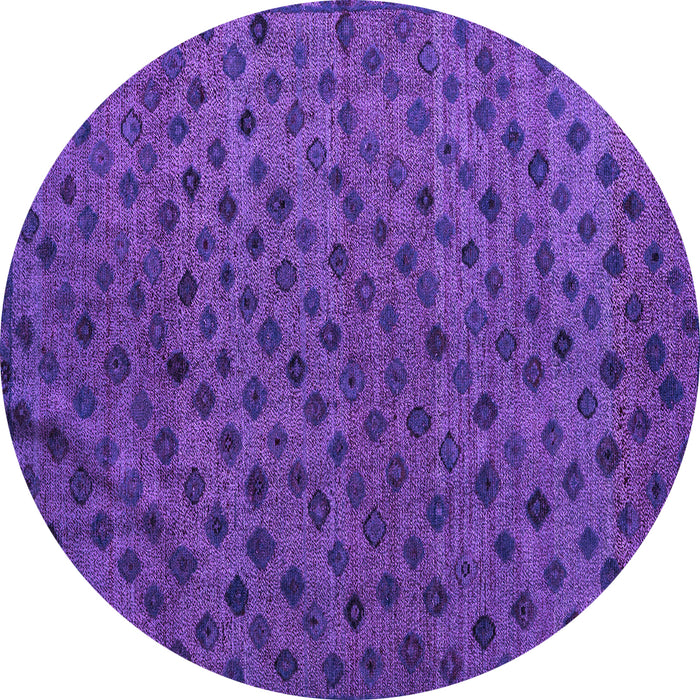 Round Abstract Purple Modern Rug, abs5083pur