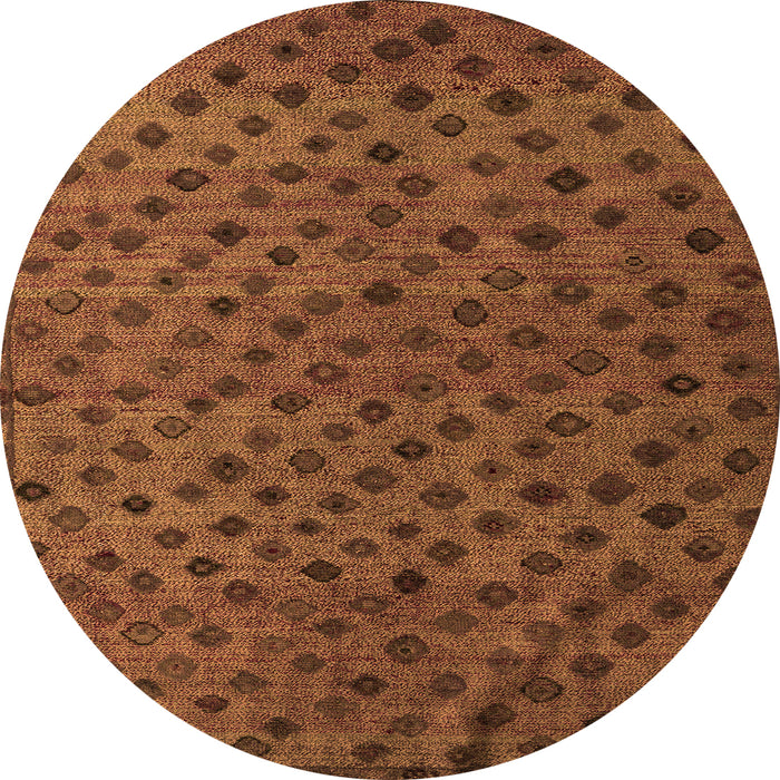 Round Machine Washable Abstract Orange Modern Area Rugs, wshabs5083org