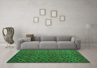 Machine Washable Abstract Green Modern Rug, wshabs5083grn