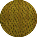 Round Machine Washable Abstract Yellow Modern Rug, wshabs5083yw