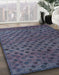 Abstract Slate Blue Grey Modern Rug in Family Room, abs5083