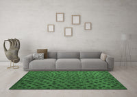 Machine Washable Abstract Emerald Green Modern Rug, wshabs5083emgrn