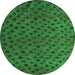 Round Abstract Green Modern Rug, abs5083grn