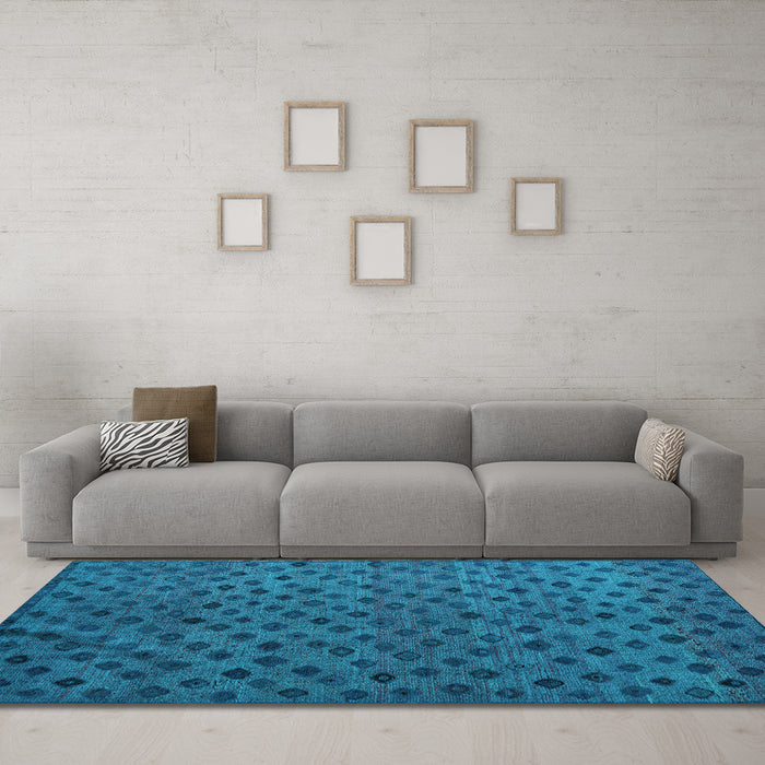 Machine Washable Abstract Light Blue Modern Rug in a Living Room, wshabs5083lblu