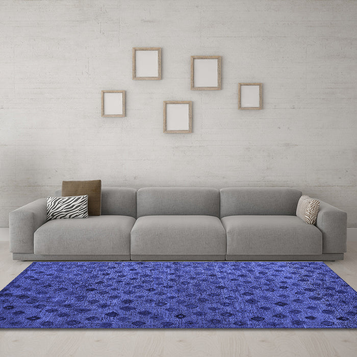 Machine Washable Abstract Blue Modern Rug in a Living Room, wshabs5083blu