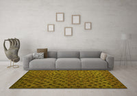 Machine Washable Abstract Yellow Modern Rug, wshabs5083yw