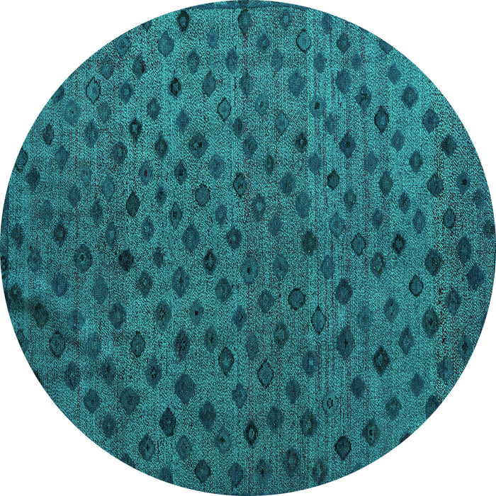 Round Abstract Turquoise Modern Rug, abs5083turq