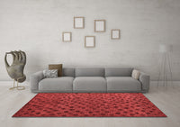 Machine Washable Abstract Red Modern Rug, wshabs5083red