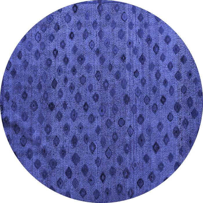 Round Abstract Blue Modern Rug, abs5083blu