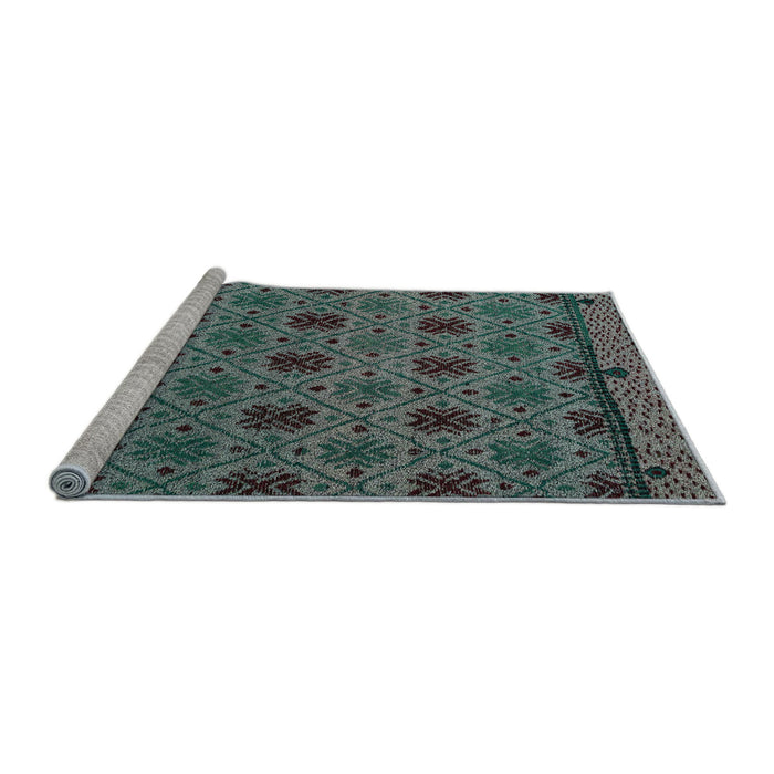 Sideview of Machine Washable Abstract Gunmetal Green Rug, wshabs5084