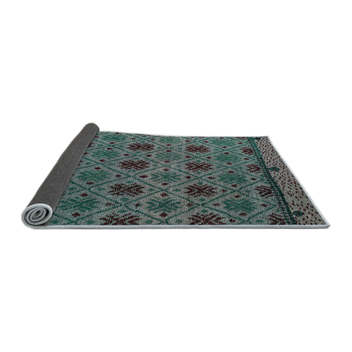 Sideview of Abstract Gunmetal Green Modern Rug, abs5084