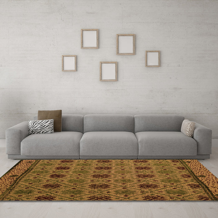 Machine Washable Abstract Orange Modern Area Rugs in a Living Room, wshabs5084org