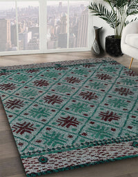 Abstract Gunmetal Green Modern Rug, abs5084