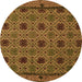 Round Machine Washable Abstract Orange Modern Area Rugs, wshabs5084org