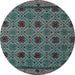 Round Abstract Gunmetal Green Modern Rug, abs5084