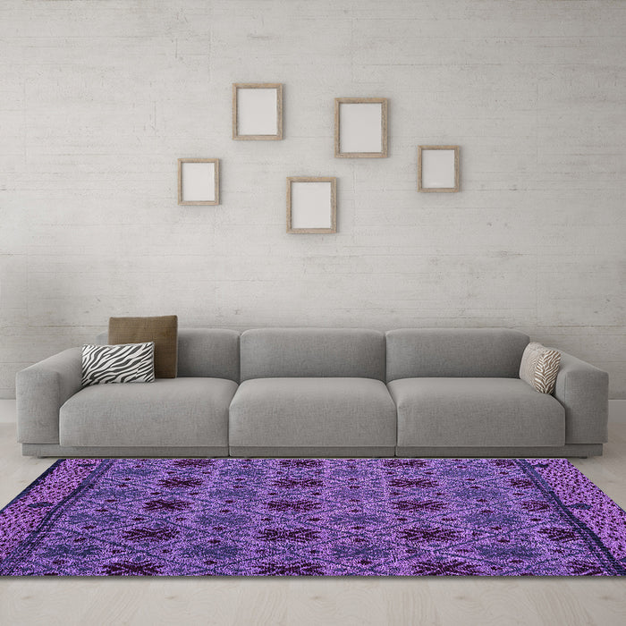Machine Washable Abstract Purple Modern Area Rugs in a Living Room, wshabs5084pur
