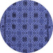 Round Abstract Blue Modern Rug, abs5084blu