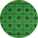 Round Machine Washable Abstract Green Modern Area Rugs, wshabs5084grn