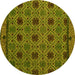 Round Machine Washable Abstract Yellow Modern Rug, wshabs5084yw